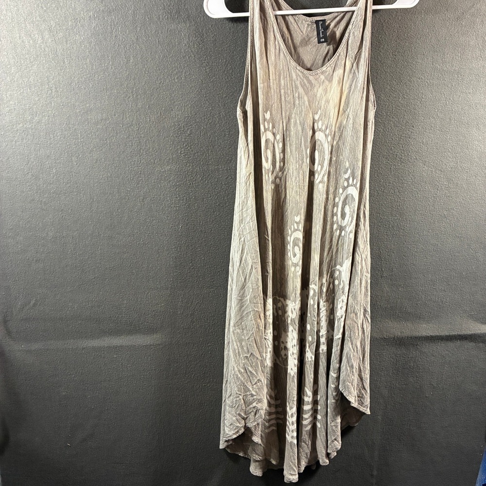 Sacred Threads women trapeze Dress os Batik Boho Sharkbite Gray festival hippy